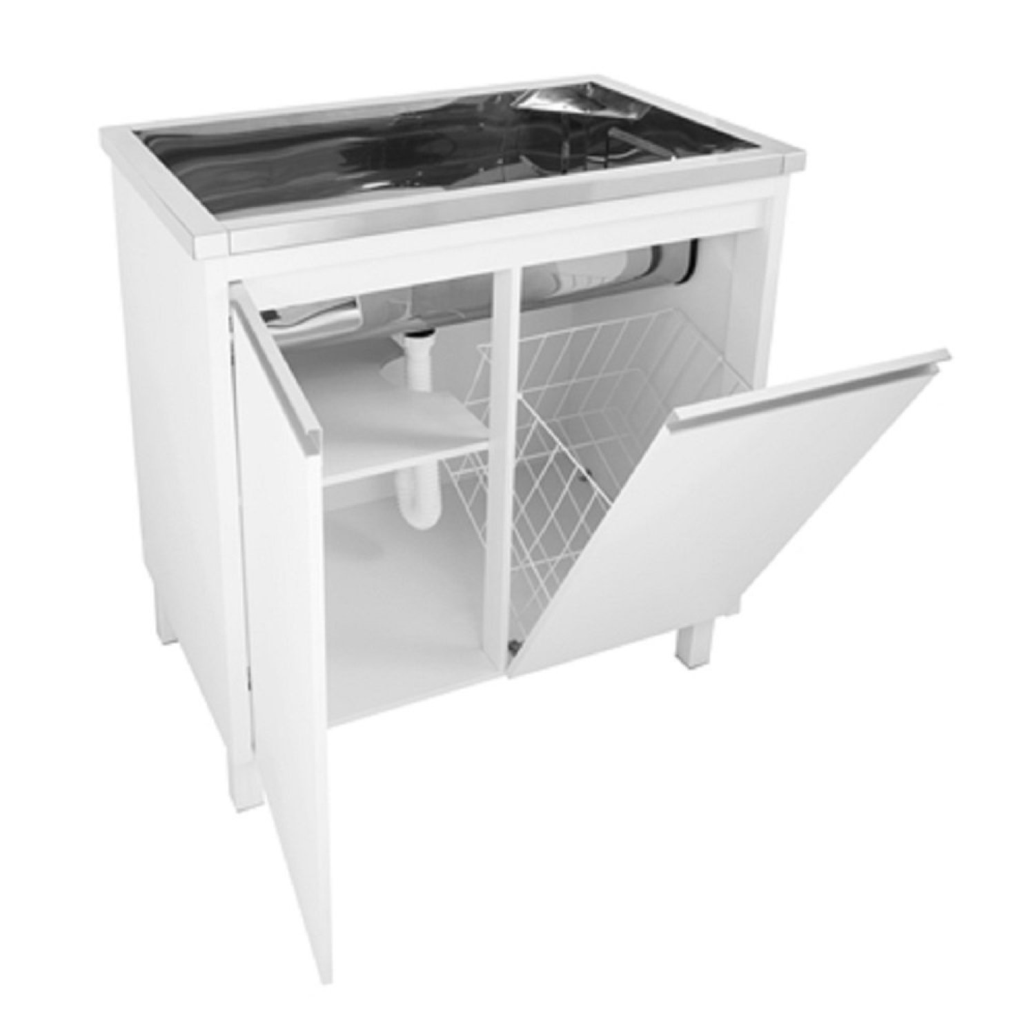 Gabinete com Tanque Inox 82x51,5x85 Alto Brilho Docol - 1