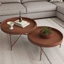 Ver imagem 2 de Mesa de Centro Decorativo Sala de Estar Industrial Sintético Whisky P06 Aura - Lyam Lyam Decor