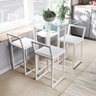 Conjunto Mesa Vidro 4 Cadeiras Pequena Estofado Industrial White - 1