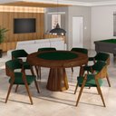 Ver imagem 1 de Conjunto Mesa de Jogos Carteado Bellagio Tampo Reversível e 6 Cadeiras Madeira Poker Base Cone Velud