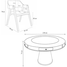 Conjunto Mesa de Jogos Carteado Bellagio Tampo Reversível e 6 Cadeiras Madeira Poker Base Cone Velud - 6