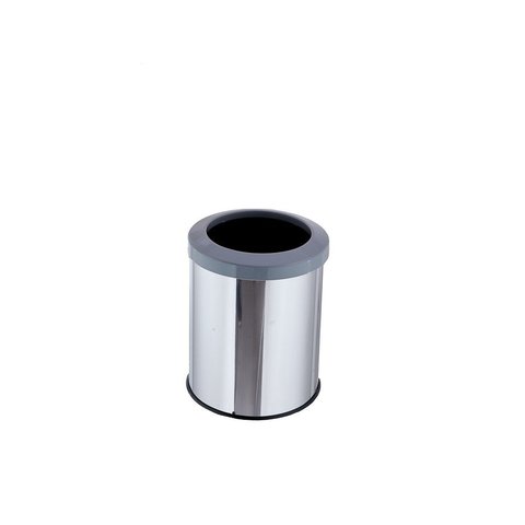 Lixeira Inox Aro Esmaltado 15 Litros Cozinha Banheiro Cesto - Cinza