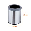 Ver imagem 2 de Lixeira Inox Aro Esmaltado 15 Litros Cozinha Banheiro Cesto - Cinza