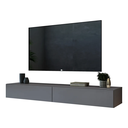 Ver imagem 2 de Rack Suspenso Eros 140cm para Tv até 55'' Mdf 2 Gavetas Mdf Alto Padrão Sala de Estar:cinza