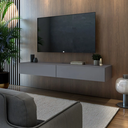 Ver imagem 1 de Rack Suspenso Eros 140cm para Tv até 55'' Mdf 2 Gavetas Mdf Alto Padrão Sala de Estar:cinza