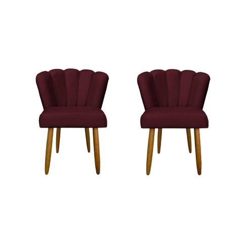 Kit 02 Cadeiras para Mesa de Jantar Flor Pés Palito - Balaqui Decor Cor:bordo