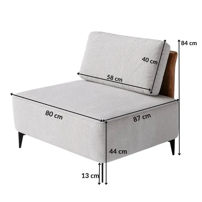 Sofá Dream Box Moderno Módulo 80cm Cinza com Courino Terracota - Rede Móveis - 6