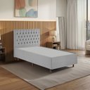 Ver imagem 2 de Kit Cama Box Solteiro e Cabeceira Estofada em Linho Cinza Realeza Espresso Móveis