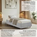 Ver mais imagens de Kit Cama Box Solteiro e Cabeceira Estofada em Linho Cinza Realeza Espresso Móveis