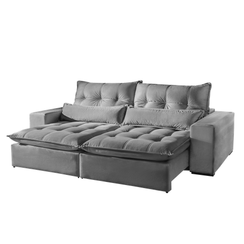 Sofá 2 Lugares Retrátil e Reclinável Máximo 2.00m Suede Cinza Prata - Mundial Estofados