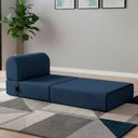 Ver imagem 2 de Poltrona Cama Adele 0,66m Linho Rústico Azul Dobrável - King House