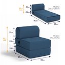 Ver imagem 3 de Poltrona Cama Adele 0,66m Linho Rústico Azul Dobrável - King House