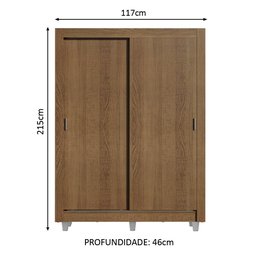 Guarda-roupa Solteiro Madesa Denver 2 Portas de Correr com Pés - Rustic - 4