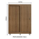 Ver imagem 4 de Guarda-roupa Solteiro Madesa Denver 2 Portas de Correr com Pés - Rustic