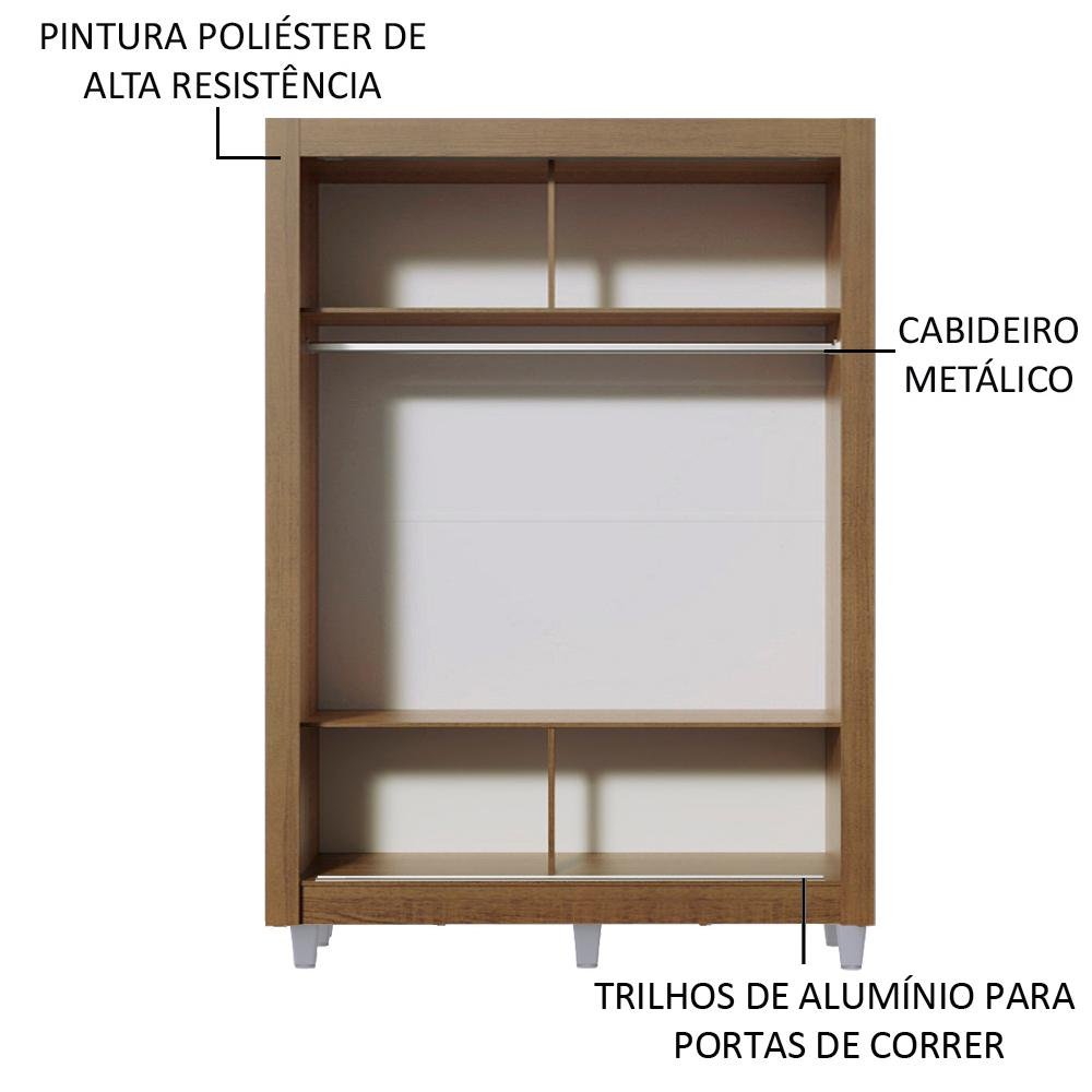 Guarda-roupa Solteiro Madesa Denver 2 Portas de Correr com Pés - Rustic - 6