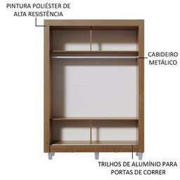 Guarda-roupa Solteiro Madesa Denver 2 Portas de Correr com Pés - Rustic - 6