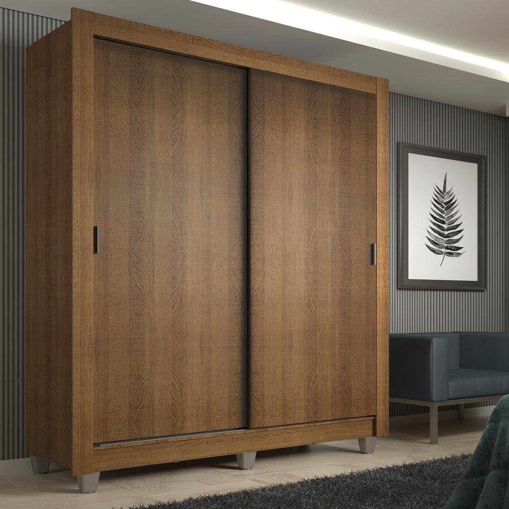 Guarda-roupa Solteiro Madesa Denver 2 Portas de Correr com Pés - Rustic