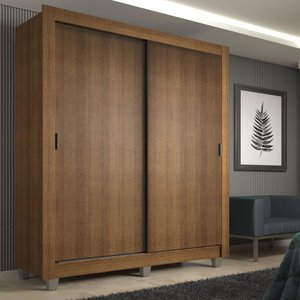 Guarda-roupa Solteiro Madesa Denver 2 Portas de Correr com Pés - Rustic