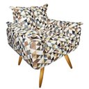 Ver imagem 1 de Poltrona Opala Suede Estampado Triângulo Bege
