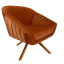 Ver imagem 4 de Kit Duas Poltrona Giovana Base Giratória Ferro e Madeira em Sued Premium:terracota