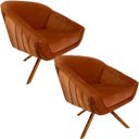 Ver imagem 1 de Kit Duas Poltrona Giovana Base Giratória Ferro e Madeira em Sued Premium:terracota