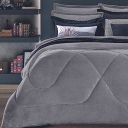 Edredom Casal Plush Inove Cinza Cromo - 2