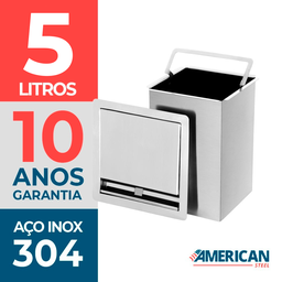 Lixeira Quadrada Pia Cozinha Embutir 5 L Inox 304 Escovado - 4