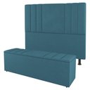 Ver imagem 1 de Kit Cabeceira E Baú Cama Box Queen 160Cm Suede Turquesa