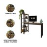 Mesa Escrivaninha Artemis Prateleiras Escritório Moderno Estilo Industrial Nicho Gaveta Cor Canela - 3