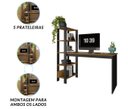 Ver imagem 3 de Mesa Escrivaninha Artemis Prateleiras Escritório Moderno Estilo Industrial Nicho Gaveta Cor Canela