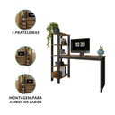 Ver imagem 3 de Mesa Escrivaninha Artemis Prateleiras Escritório Moderno Estilo Industrial Nicho Gaveta Cor Canela