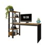 Mesa Escrivaninha Artemis Prateleiras Escritório Moderno Estilo Industrial Nicho Gaveta Cor Canela - 6