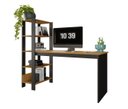 Ver imagem 6 de Mesa Escrivaninha Artemis Prateleiras Escritório Moderno Estilo Industrial Nicho Gaveta Cor Canela