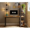 Ver imagem 4 de Mesa Escrivaninha Artemis Prateleiras Escritório Moderno Estilo Industrial Nicho Gaveta Cor Canela