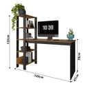 Ver imagem 7 de Mesa Escrivaninha Artemis Prateleiras Escritório Moderno Estilo Industrial Nicho Gaveta Cor Canela