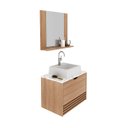 Ver imagem 2 de Gabinete de Banheiro Suspenso com Pia e Espelheira Amêndoa Mármore Branco