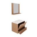 Ver imagem 3 de Gabinete de Banheiro Suspenso com Pia e Espelheira Amêndoa Mármore Branco