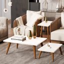 Ver imagem 2 de Trio de Mesas de Centro, Apoio e Lateral Pé Palito - Branco