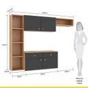 Ver imagem 4 de Armário Suspenso para Cozinha Itapuã 180 X 136 Cm Balcão Nicho Mdp Carvalho Grafite - Clicklar