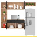 Ver imagem 3 de Armário Suspenso para Cozinha Itapuã 180 X 136 Cm Balcão Nicho Mdp Carvalho Grafite - Clicklar