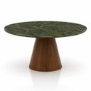 Ver imagem 1 de Mesa de Jantar Cone Redonda 80 cm Tampo Mármore Verde Vitória Régia Base Madeira Nogueira