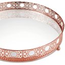 Ver imagem 2 de Bandeja redonda de metal rose gold luxo com trabalhado