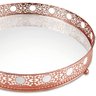 Bandeja redonda de metal rose gold luxo com trabalhado - 2