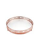 Ver imagem 1 de Bandeja redonda de metal rose gold luxo com trabalhado