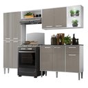 Ver imagem 1 de Cozinha Compacta c/ 2 Leds 4 pçs Xangai Multimóveis V3414 Branca/Lacca Fumê