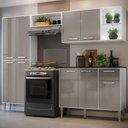 Ver imagem 2 de Cozinha Compacta c/ 2 Leds 4 pçs Xangai Multimóveis V3414 Branca/Lacca Fumê