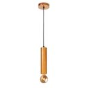 Ver imagem 5 de Luminária Pendente Cilindro Tubo de Madeira Maciça 1 Metro E27 Lustre - Cor Cerejeira