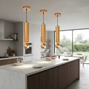 Ver imagem 6 de Luminária Pendente Cilindro Tubo de Madeira Maciça 1 Metro E27 Lustre - Cor Cerejeira