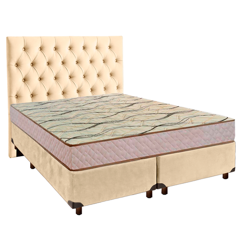 Conjunto Cama Box Blindado Casal + Colchão D33 Maxsono Paropas + Cabeceira