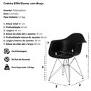 Ver imagem 2 de Cadeira Eiffel Eames C/ Braço Base Cromada Preta